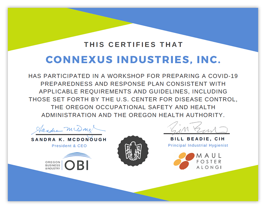 Covid-19 Preparedness and response plan certificate